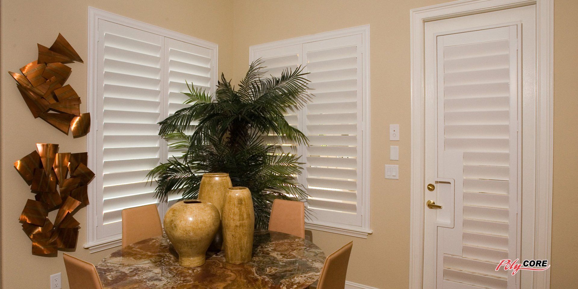 View of a room with installed shutters