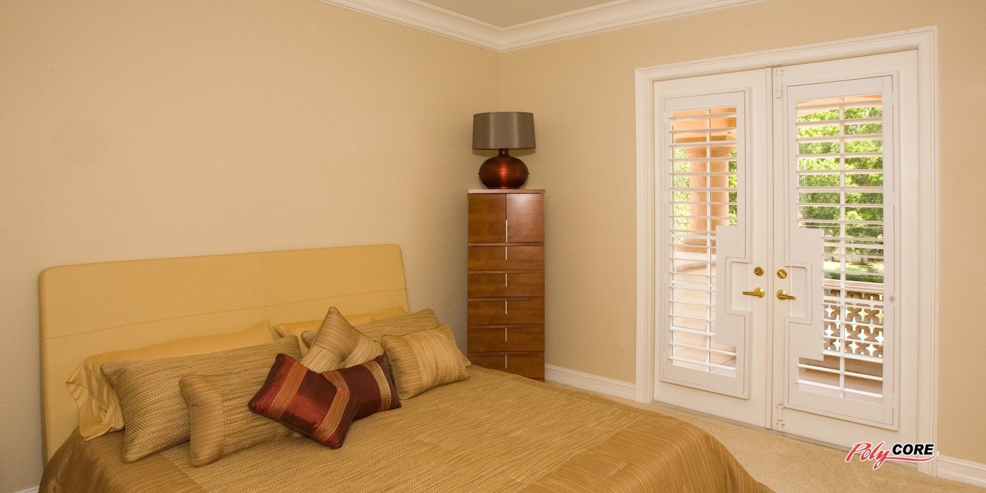 View of a room with installed shutters