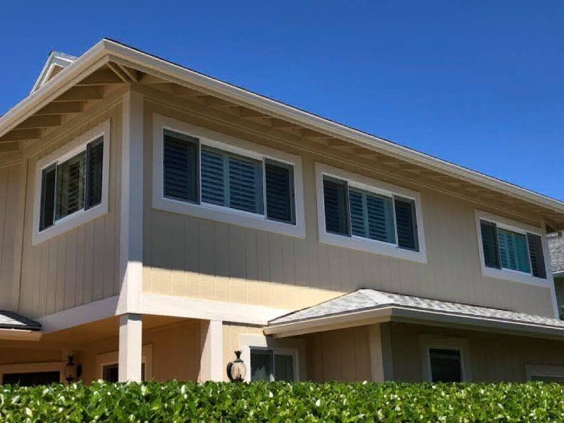 Exterior view of the windows with protection