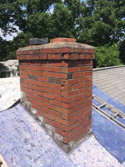 Brick Chimney Under Construction – West Springfield, MA – Rolandini Brothers Masonry