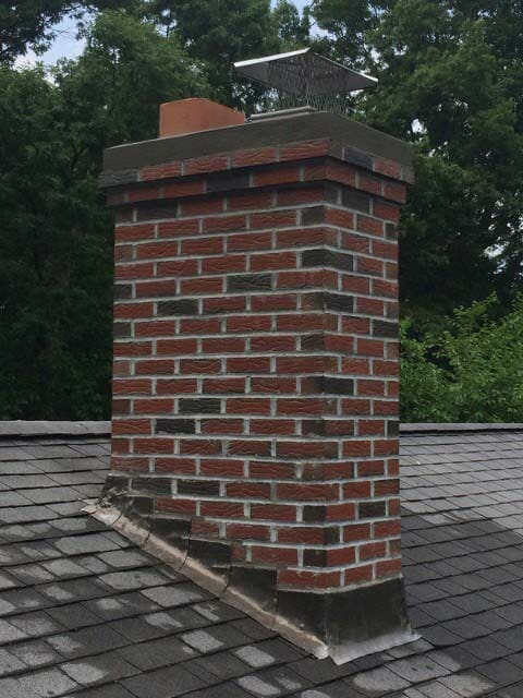 Tiled Roof with Brick Chimney – West Springfield, MA – Rolandini Brothers Masonry