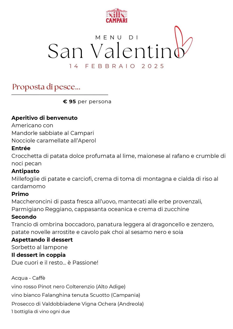 menu san valentino 2025