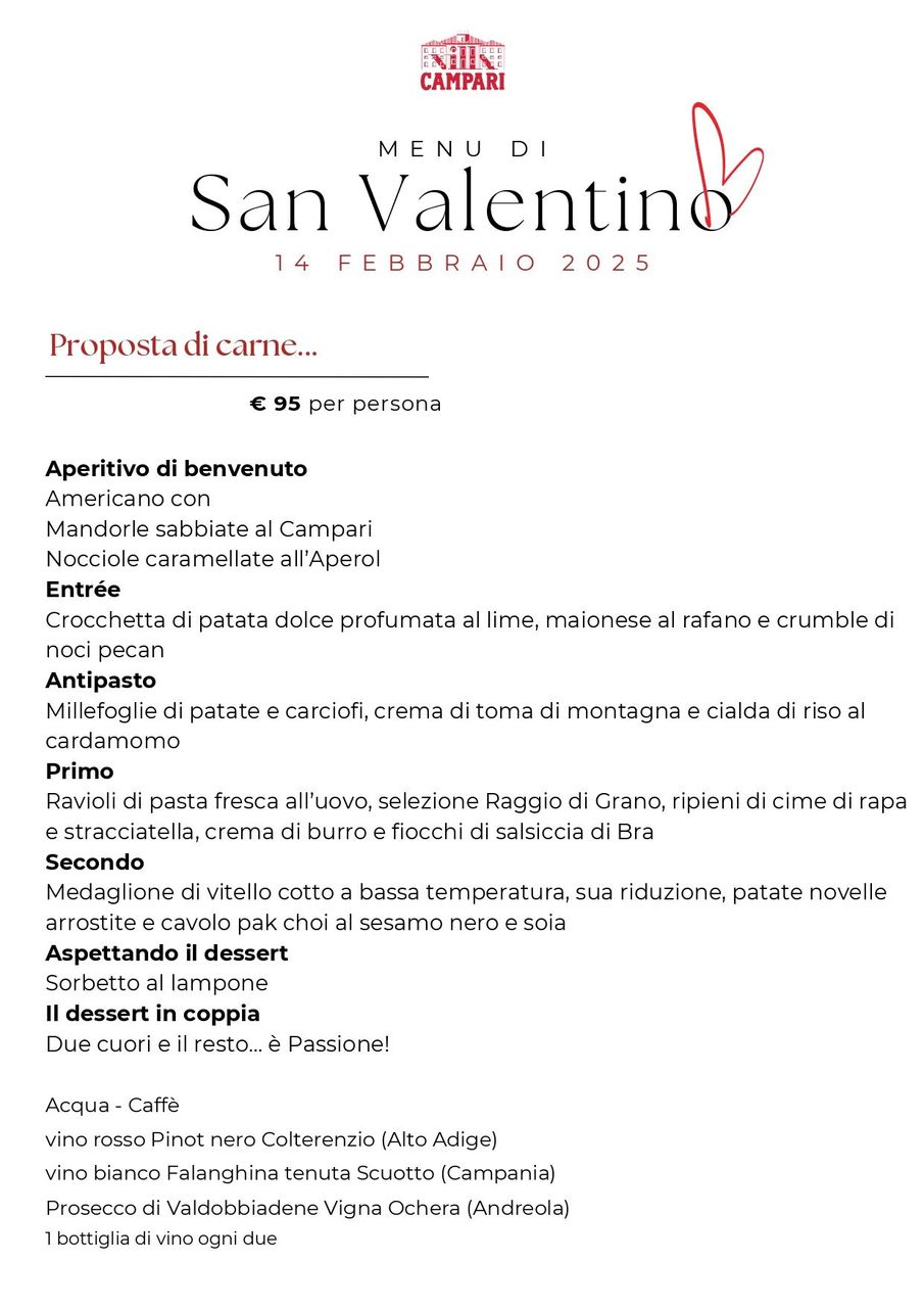 menu san valentino 2025