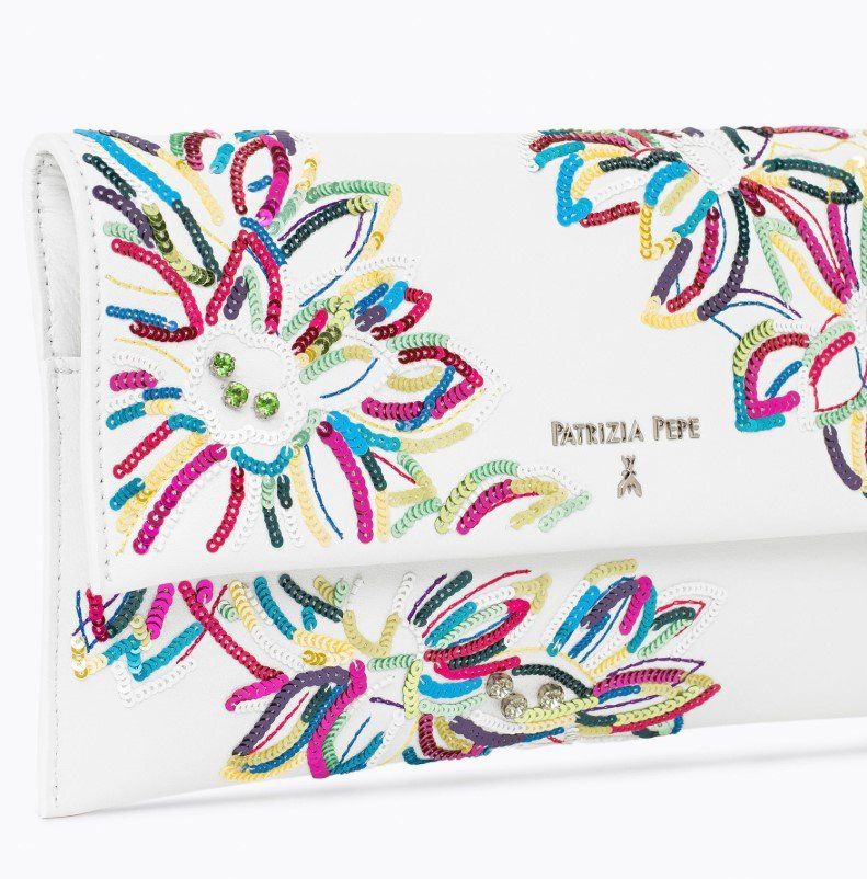 pochette bianca con disegni