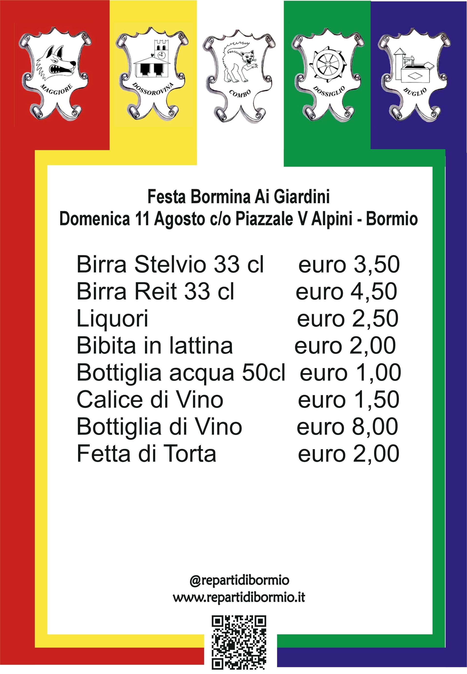 Un poster colorato con l'elenco delle bevande e dei prezzi.