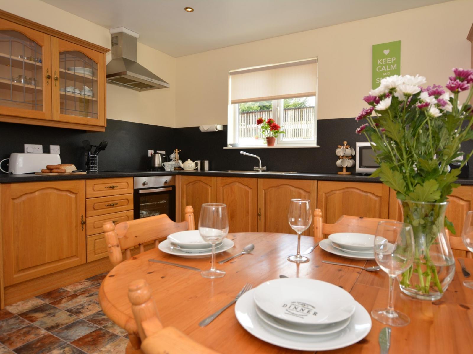 Kitchen/diner at Cairnsmore Self Catering Holiday Cottage, Newton Stewart, Dumfries and Galloway, South west Scotland.