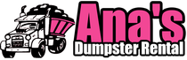 Ana&rsquo;s Dumpster Rental logo with a cartoon truck and pink text