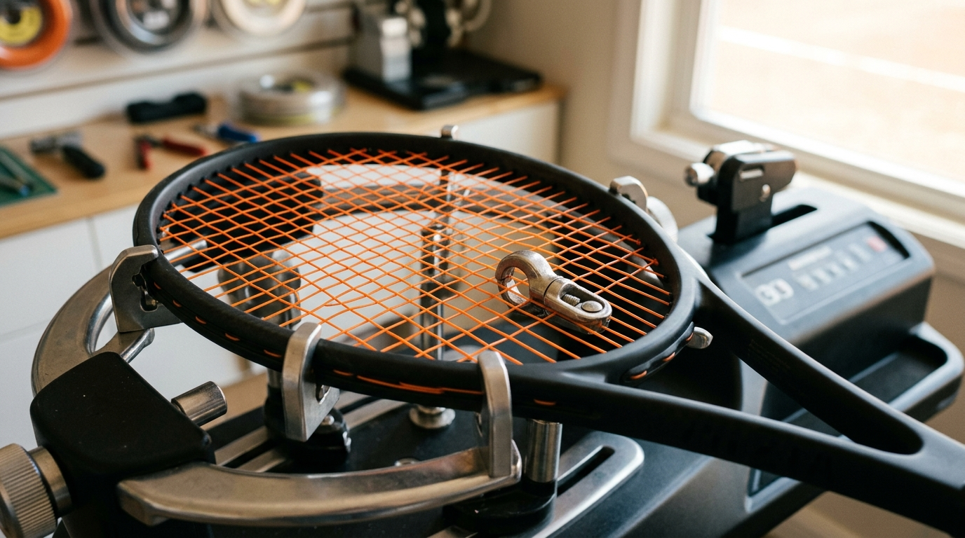 Close-up of a metal strainer over a gas stove burner in a kitchen.
