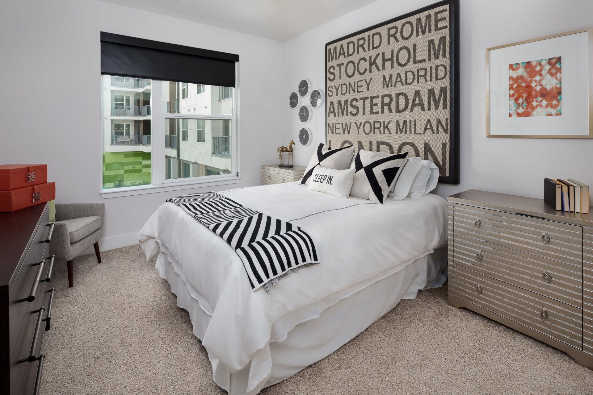 Central Station on Orange | Modern Bedroom with Bed and Oversized Window