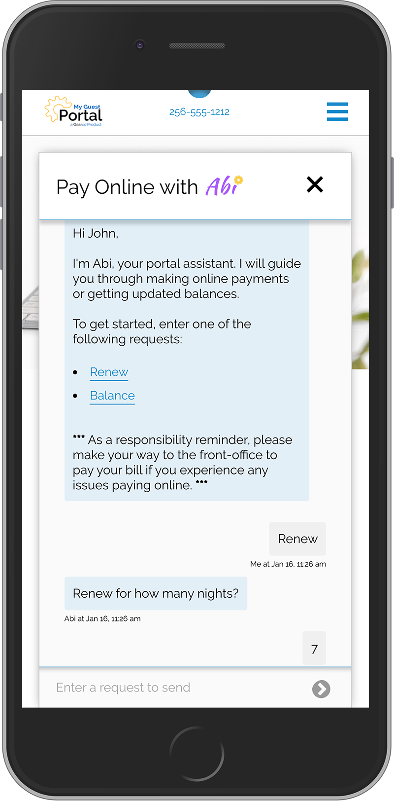 Mobile phone screen showing