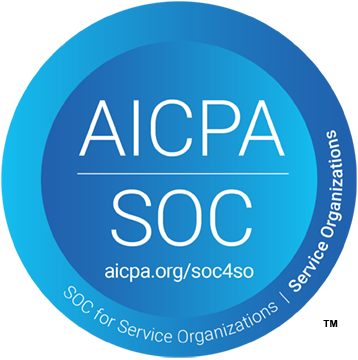 AICPA SOC badge: blue circle with 
