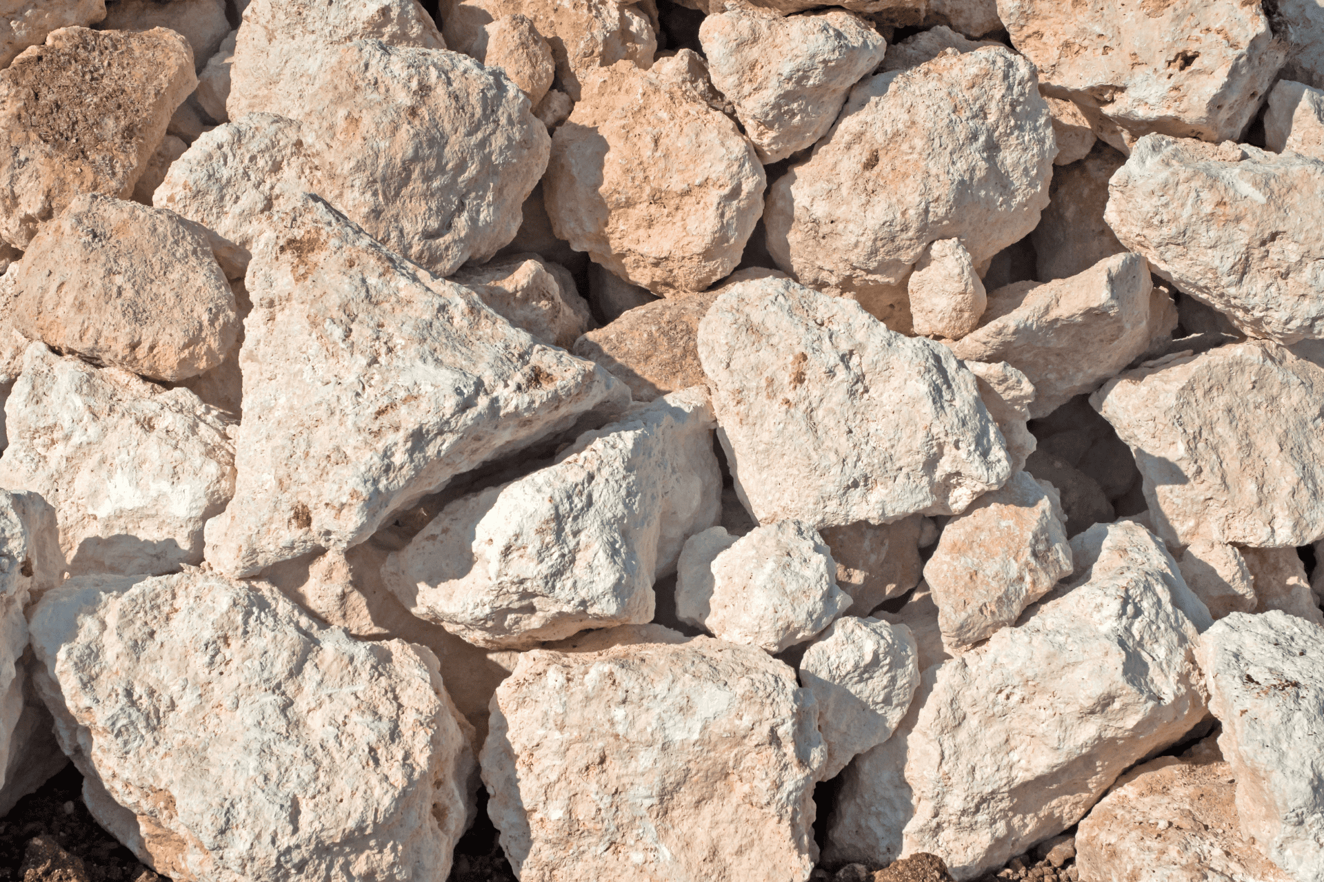 A pile of limestone that's going to be used to make limestone pavers