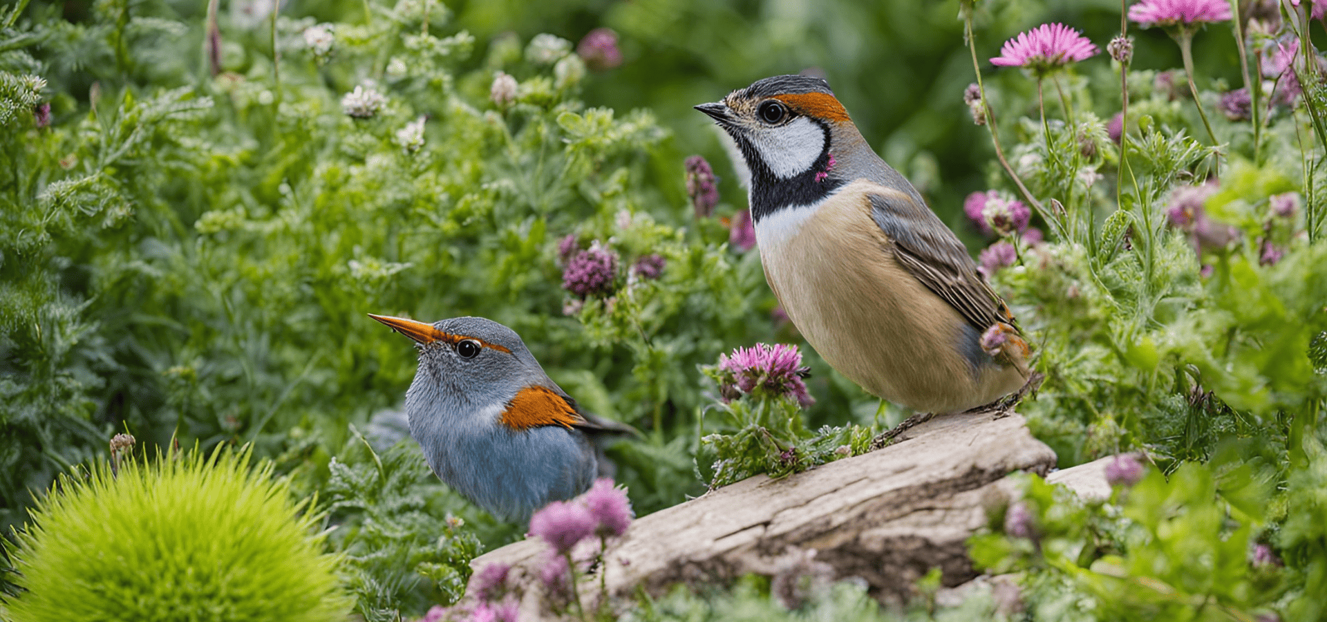 Two birds perched on a branch in a wildlife-friendly garden