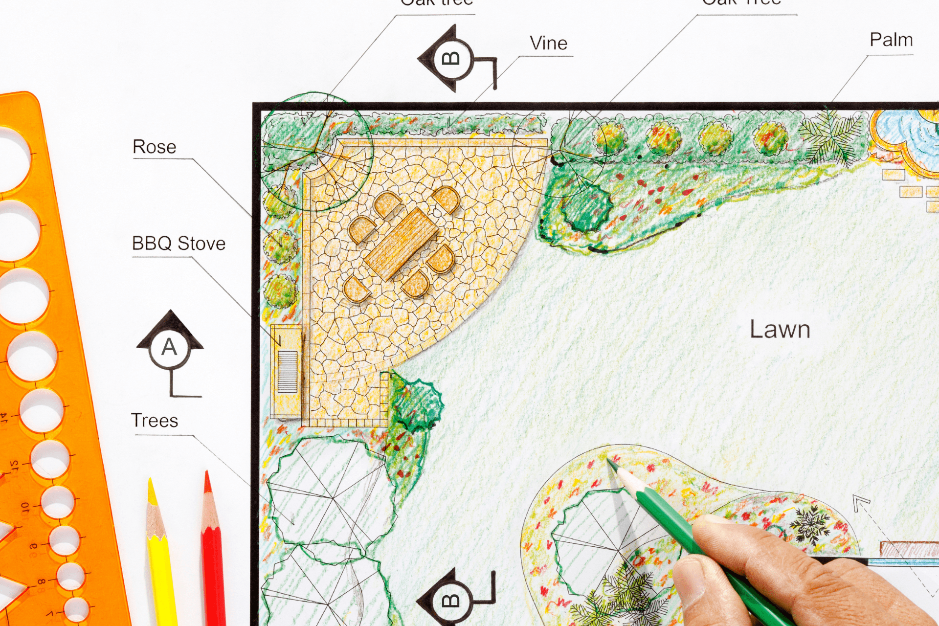 Garden design plan made by landscape architect at Boise Landscaping Company