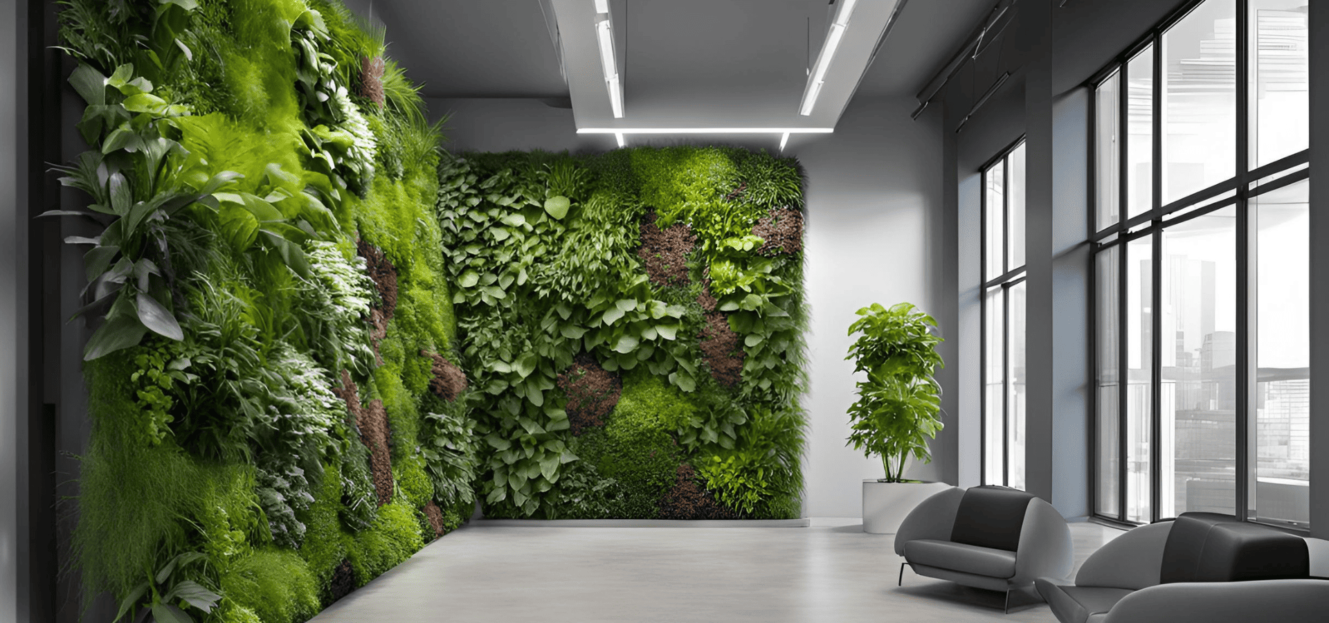 Living walls in an office interior