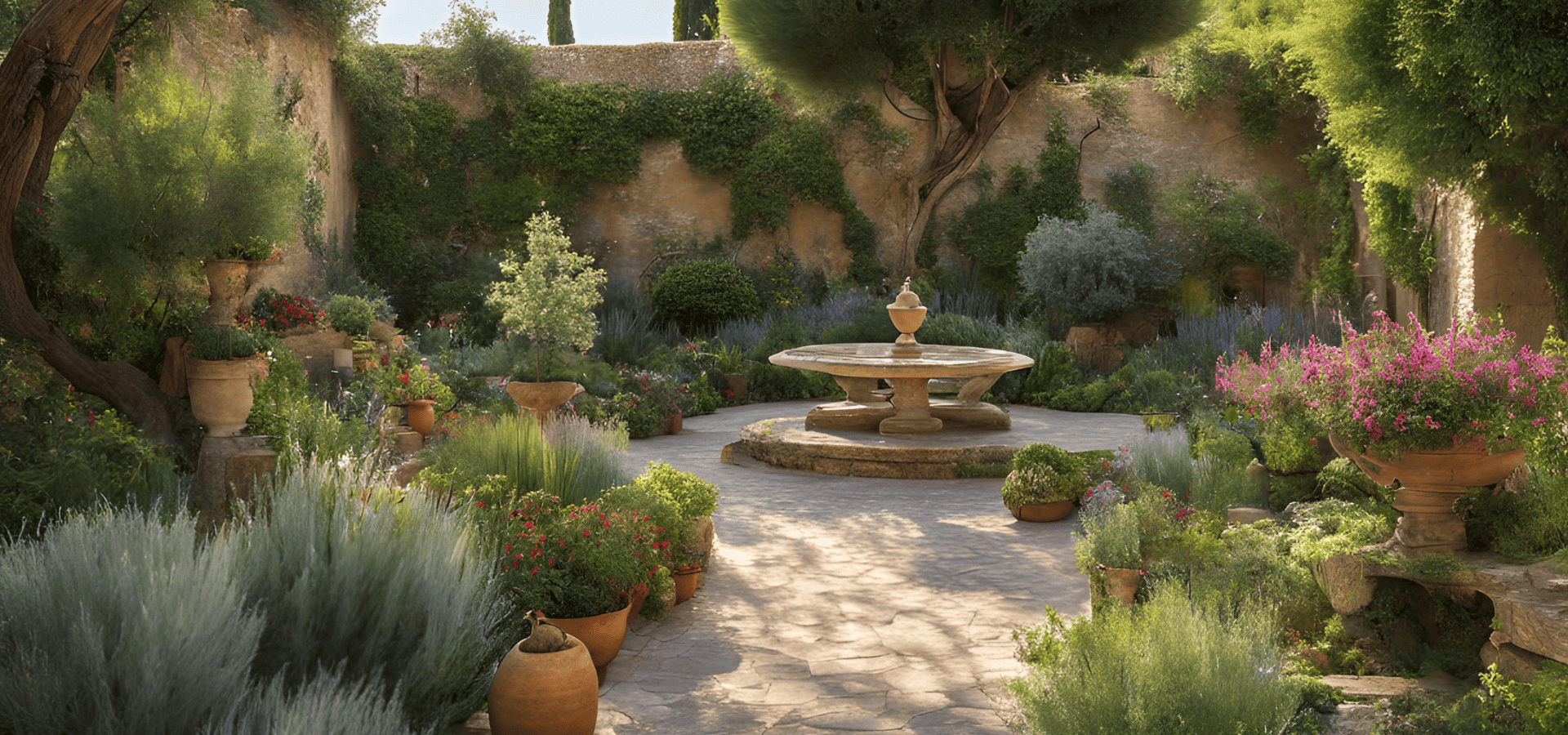 Mediterranean garden with a wide variety of plants