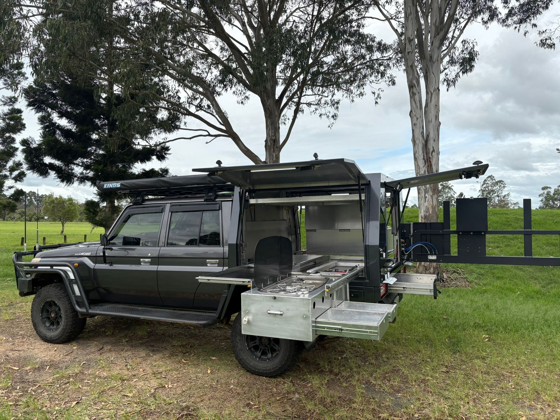Dark Gray Off-road Truck With A Customized Back — Soward Steel & Aluminium Fabrication in South Lismore, NSW