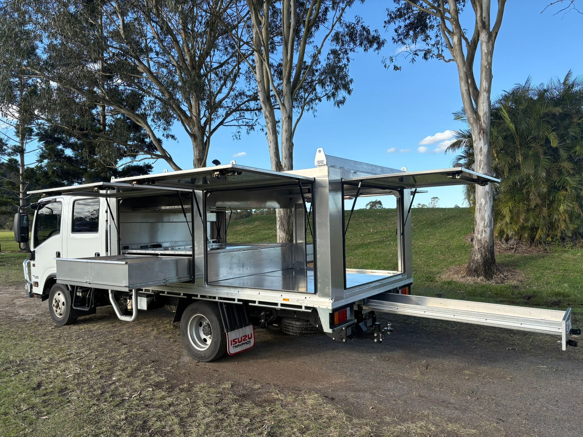 White Food Truck With Open Serving Areas, Parked — Soward Steel & Aluminium Fabrication in South Lismore, NSW