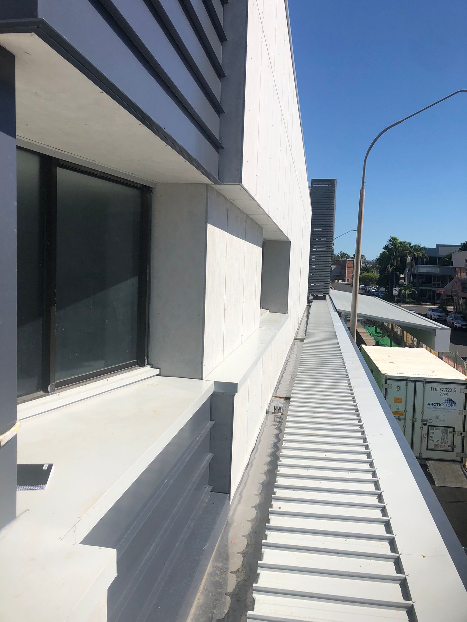 Exterior View Of A Modern Building With A Walkway — Soward Steel & Aluminium Fabrication in Ballina, NSW