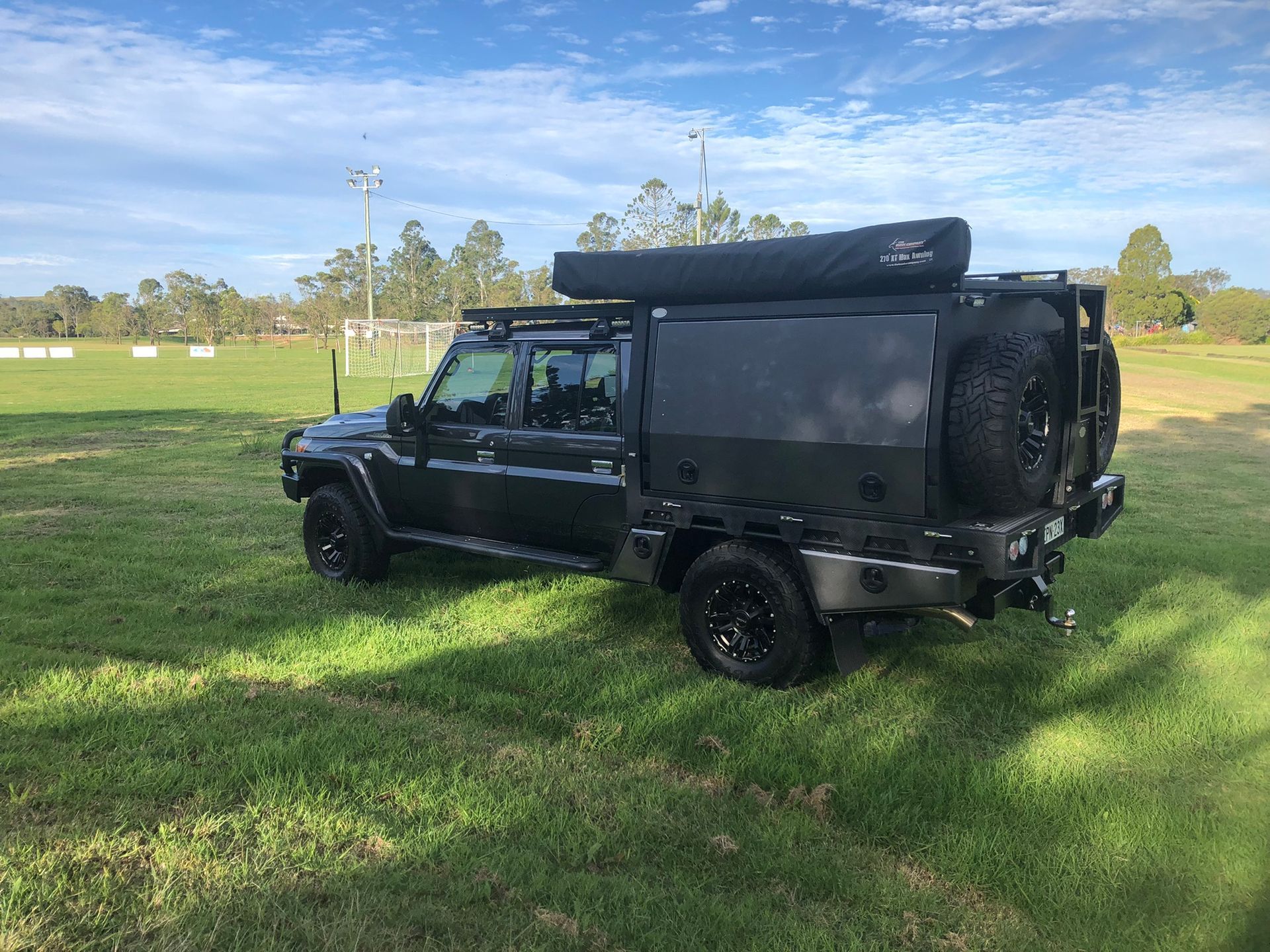 Dark Gray Utility Truck With Open Compartments  — Soward Steel & Aluminium Fabrication in South Lismore, NSW