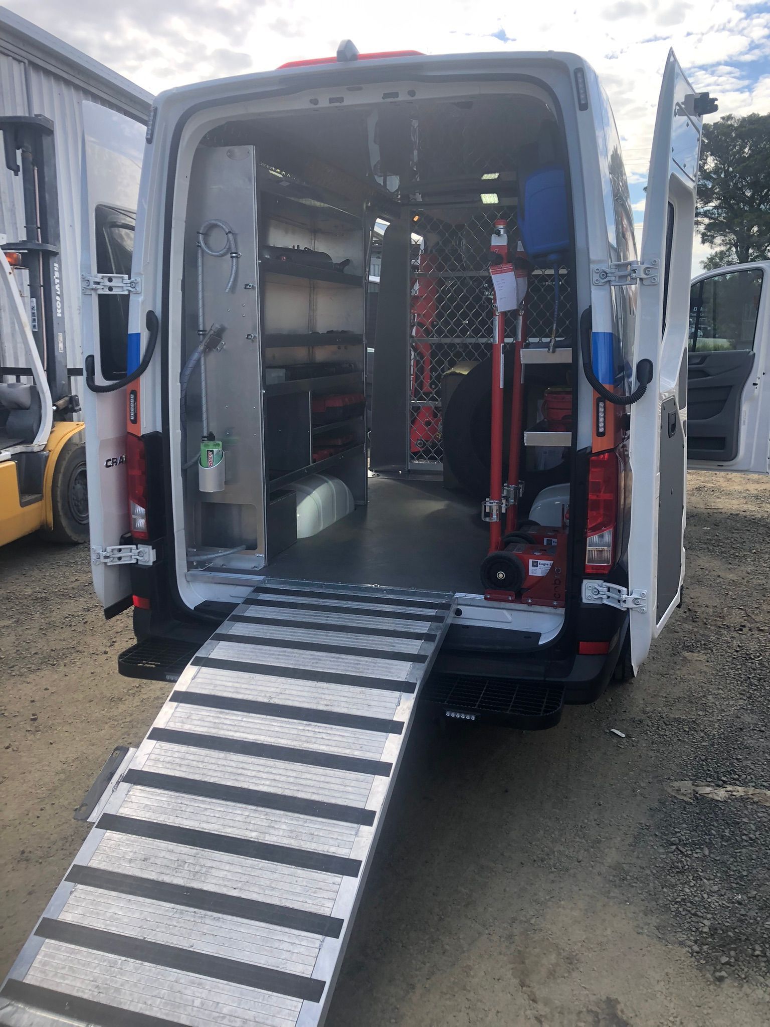 White Metal Utility Trailer With Mesh Sides and Ramp — Soward Steel & Aluminium Fabrication in Casino, NSW