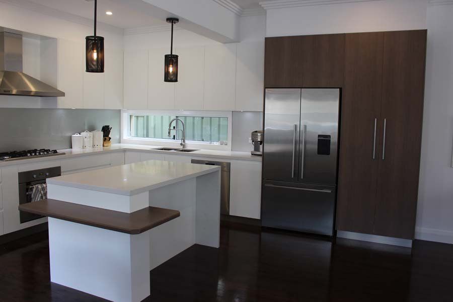 contemporary kitchen with dark accents