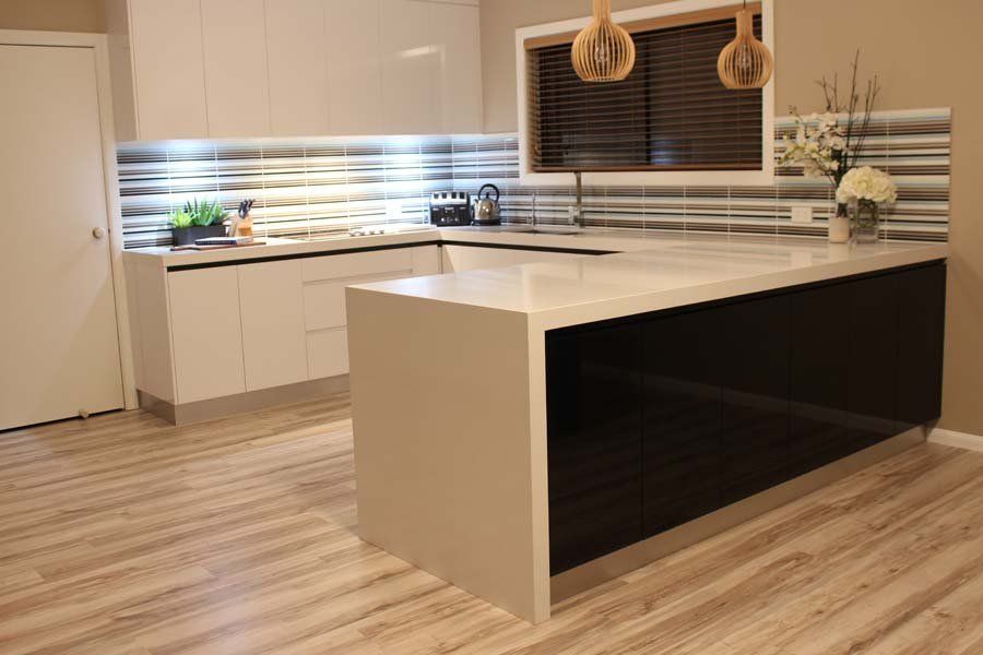 large contemporary kitchen counter
