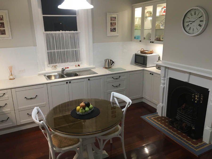 traditional kitchen with small round table