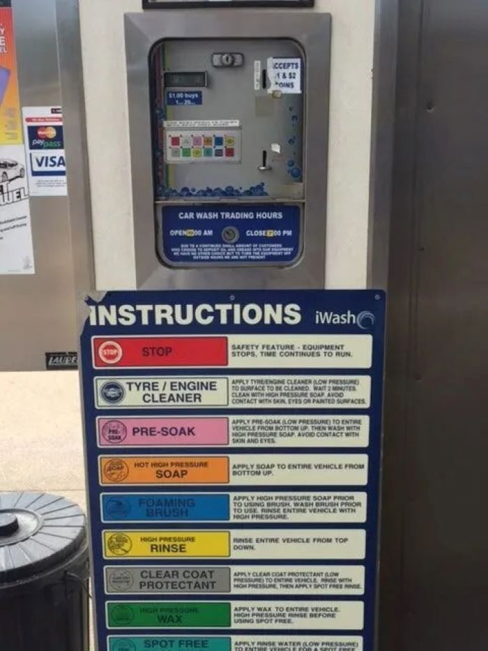 A Sign that Says Instructions Iwash on It — Whitsunday Wash In Bowen, QLD