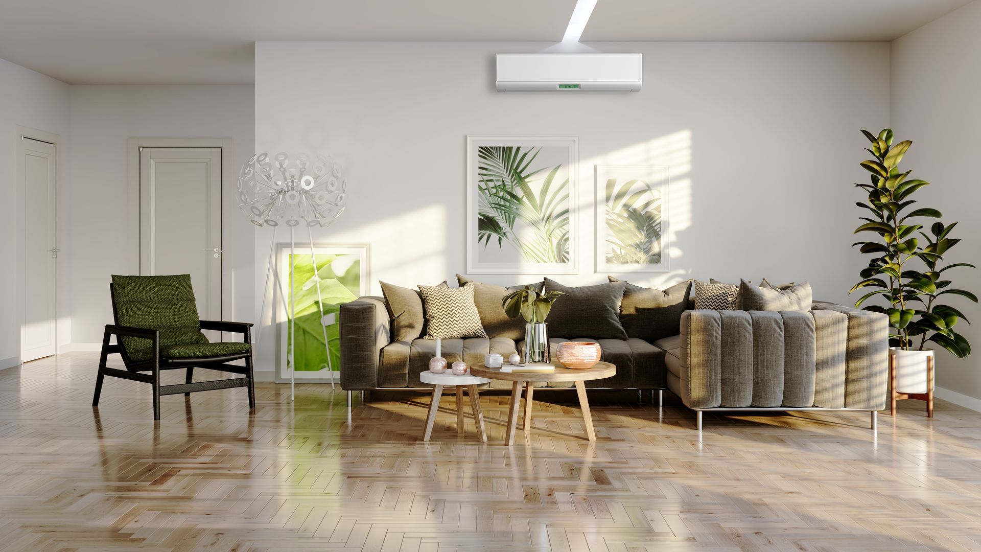 A Living Room with A Couch, Chair, Table and Air Conditioner — Whitsunday Wash In Bowen, QLD