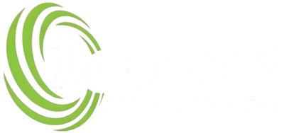 Dowds Green and white logo. Curved lines form a C shape on the left. White text on the right.