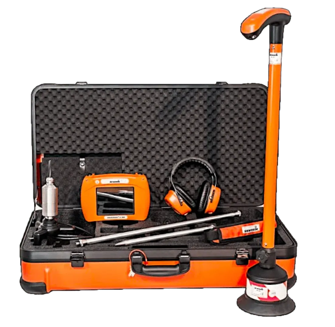 Blue spray paint marks on concrete walkway. Soil and debris at the edge.