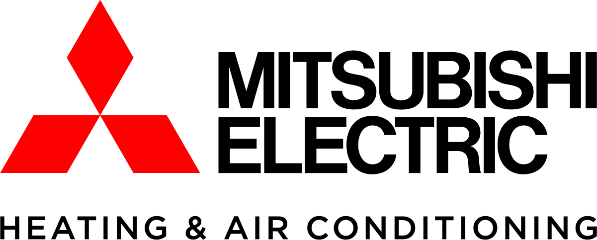 Mitsubishi Electric logo with red diamonds and black text, 