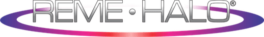 A logo for reme halo with a purple circle around it