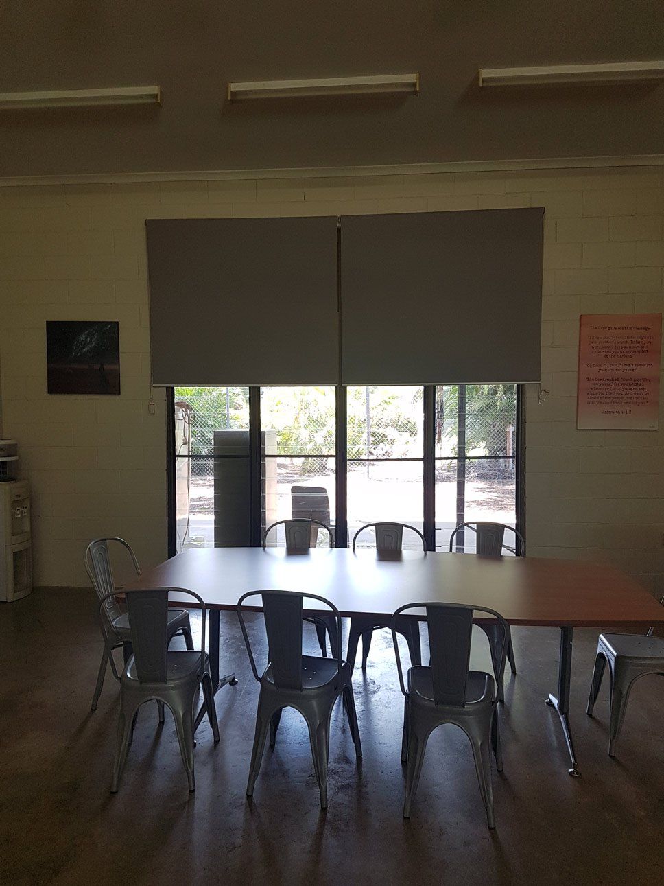Table And Steel Chairs — Blinds Installation in Winnellie, NT