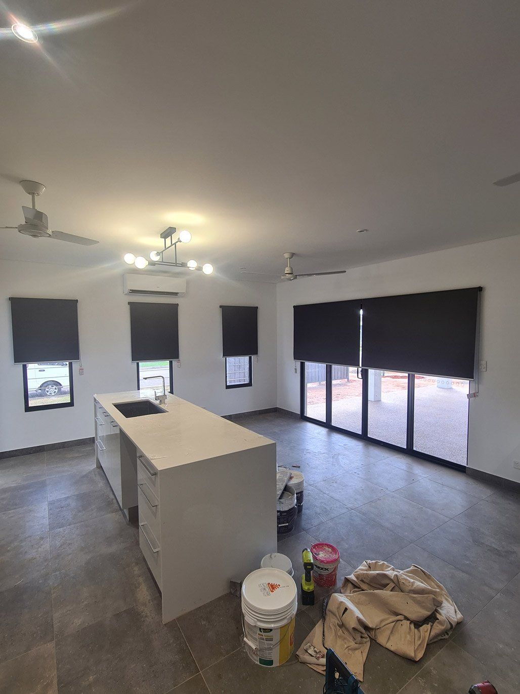 Room With Table And Construction Equipments — Blinds Installation in Winnellie, NT