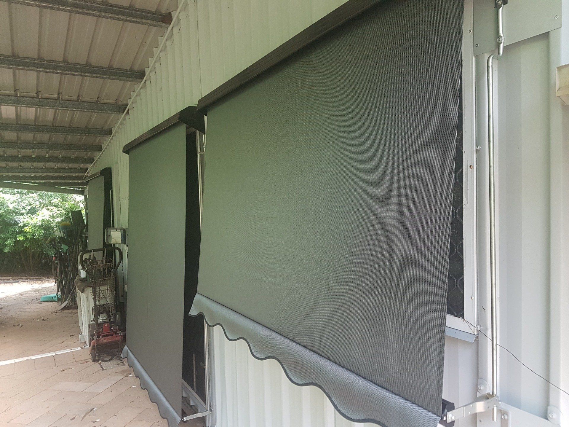 Auto Awning Rolled Down — Blinds Installation in Winnellie, NT