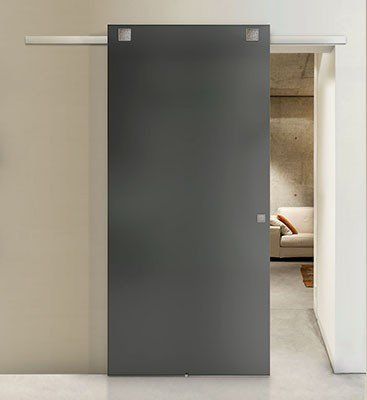 porta scorrevole in vetro grigio