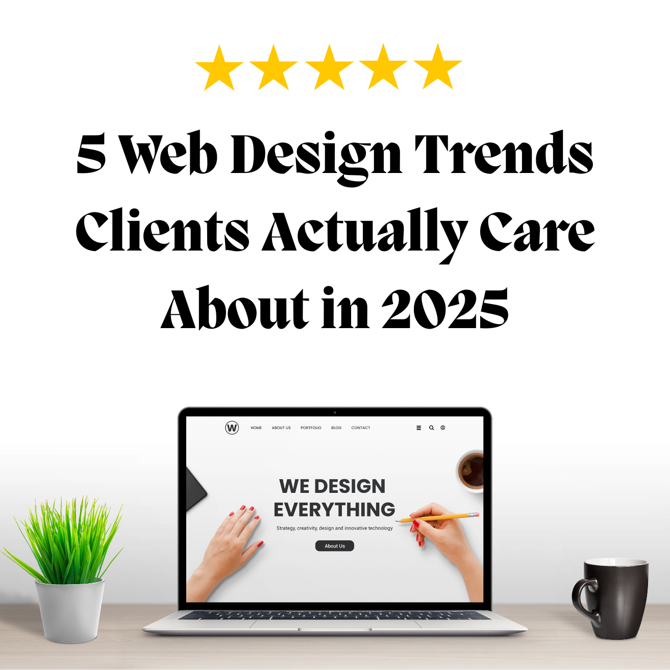 A laptop computer is sitting on a desk next to a plant.