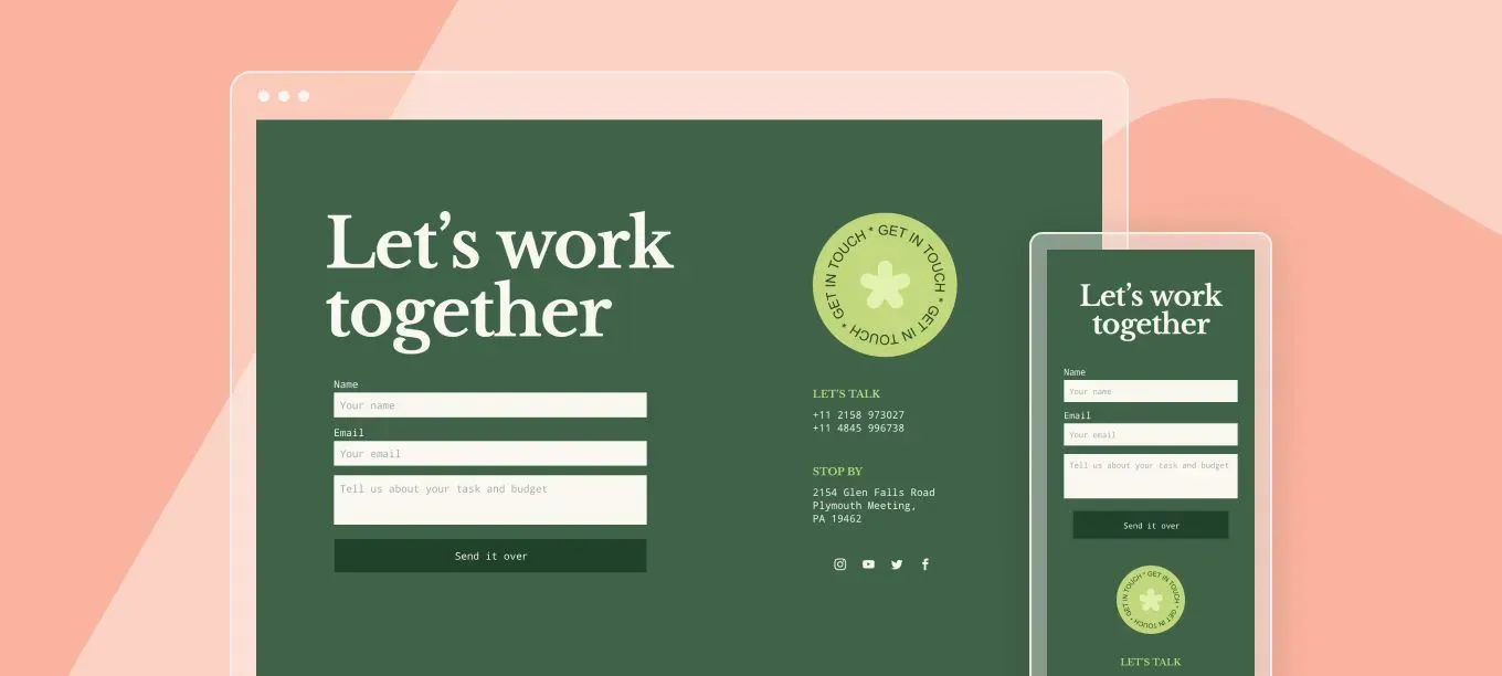 A computer screen and a cell phone with the words `` let 's work together '' on them.