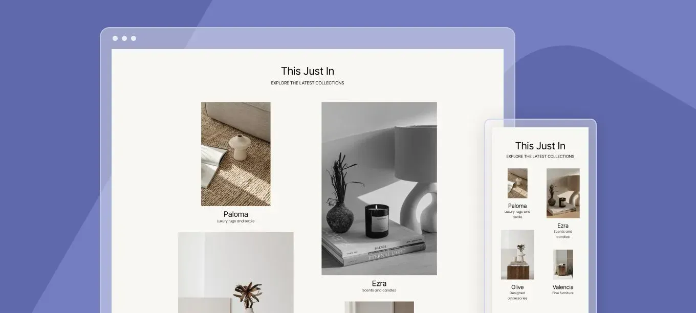 A laptop and a tablet are displaying a website on a purple background.