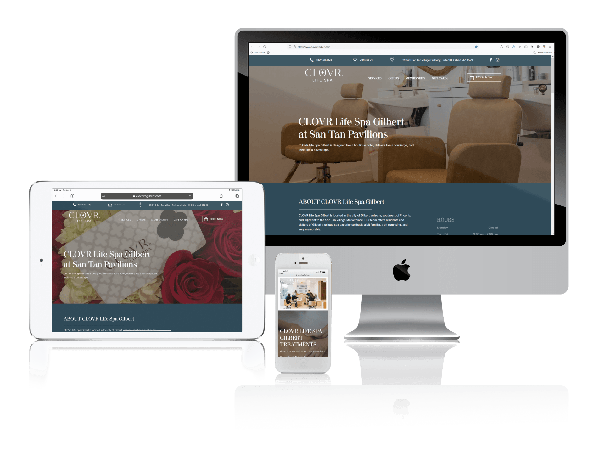 A computer , tablet , and cell phone are sitting next to each other.