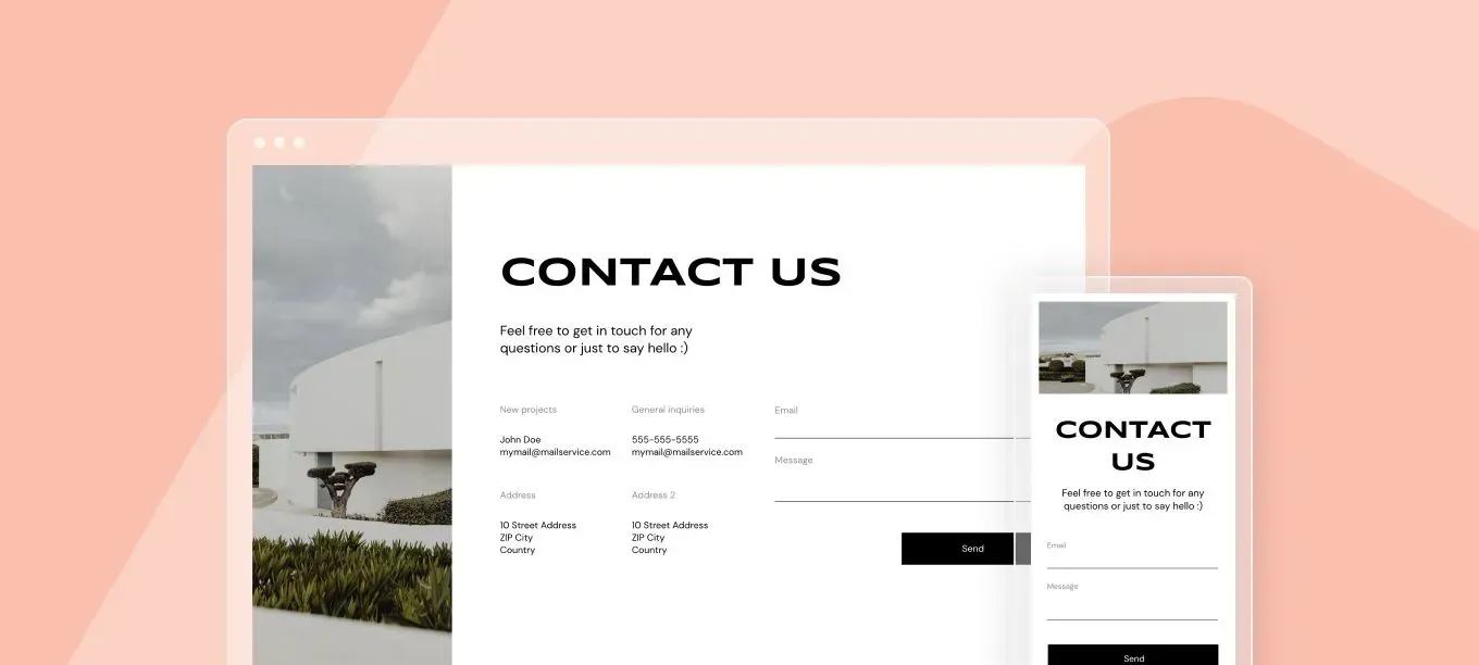 A computer screen and a cell phone with a contact us page on them.