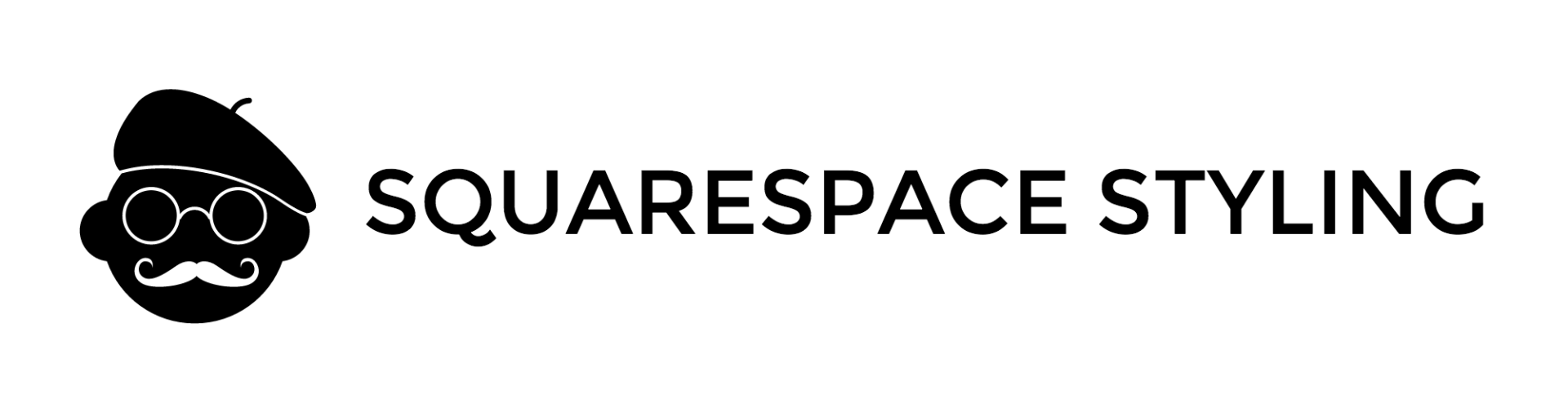 The logo for squarespace styling shows a man with a mustache and glasses.