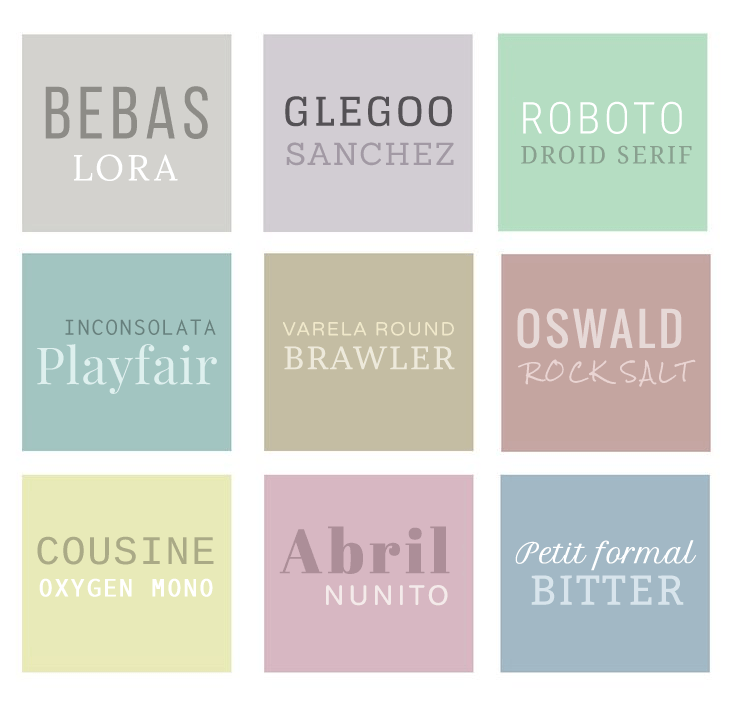 A bunch of different fonts are displayed on a white background