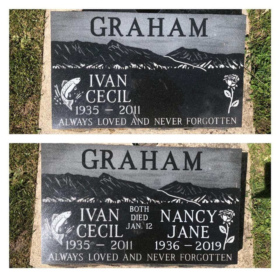 Two grave stones for graham and nancy jane