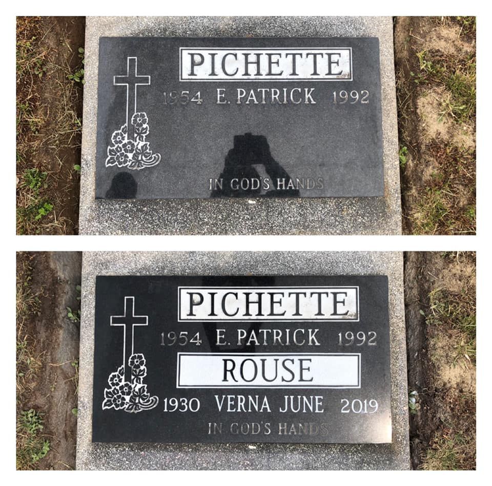 Two grave markers for pichette and rousse are shown