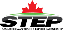 a logo for step saskatchewan trade and export partnership