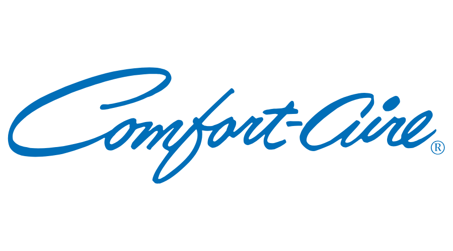 A blue comfort-care logo on a white background.
