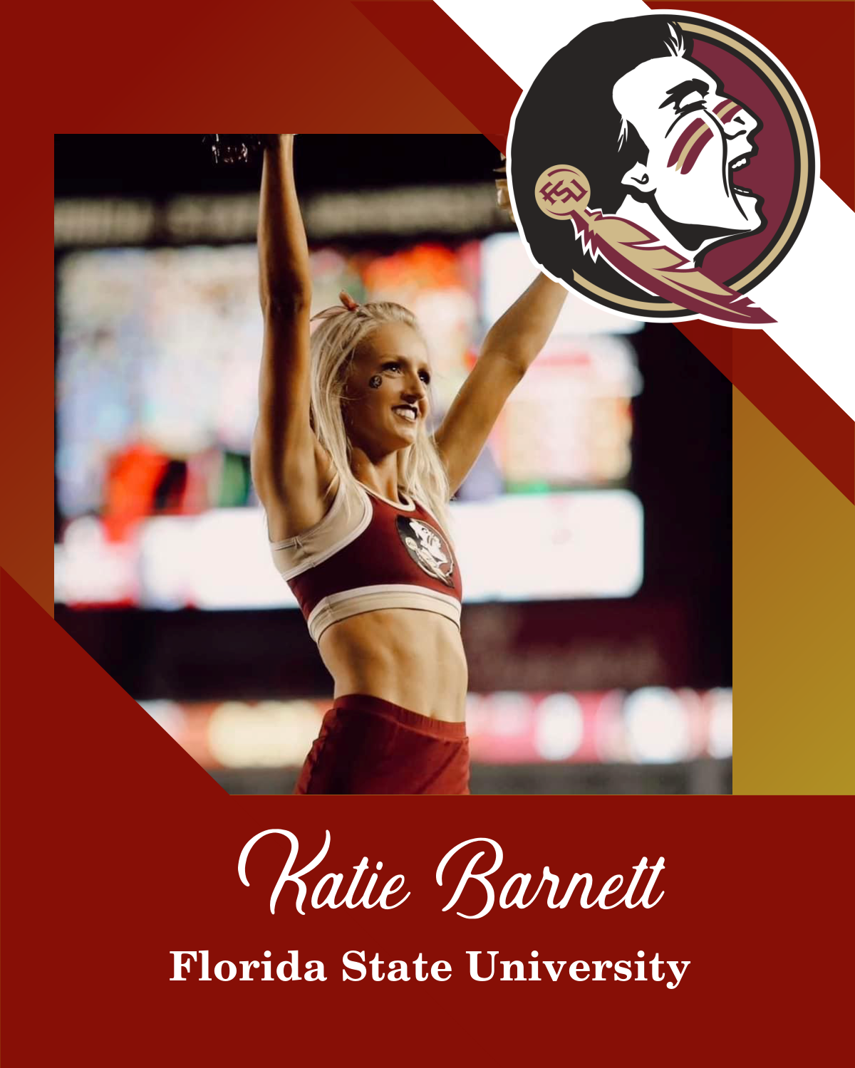 A picture of a cheerleader from florida state university